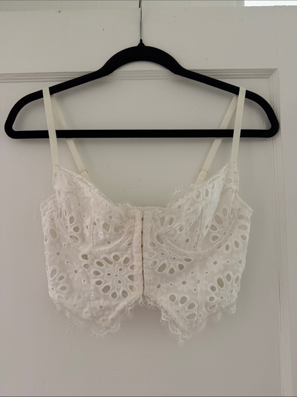 Anthropologie White Eyelet Lace Crop Top